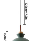11inch Wood Pendant Light,Retro Wooden Hanging for Kitchen Island, matte green with metal design, ideal for Nordic decor.
