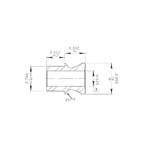 Four Pack Three Quarter To Five Eighth Inch Misalignment Spacer Heims Rod End Bearings technical drawing with dimensions.