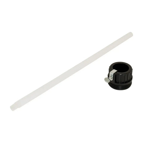 Heavy Duty Plastic Drum Pump For Commercial Soap And Detergent Transfers Features threaded bung adapter and lengthened discharge tube.