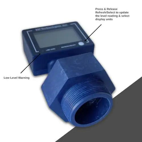 Front view of Ultrasonic Digital Drum Level Gauge With 4/20mA Output For External Controllers, LCD screen visible.