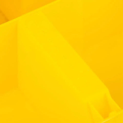 Close-up of Stacker Small Parts Organizer For 5 Gallon Buckets With Four Compartments Nests Four Deep In Most 5 Gallon Buckets Molded Center Handle Bright Yellow Today