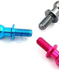 Set Of 10 Silver Metal Hex Ball Head Screws For 1 By 10 Scale RC Cars Including TT01 TT02 D5 with blue and pink examples shown