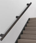 Built Like A Tank With Killer Grip Wall Mounted Stair Handrail Black Wrought Iron Square Tube Slip Resistant Grip Custom Sizes Indoor Outdoor Home Safety Sturdy Support For Hella Daily Reliable Use on modern staircase.