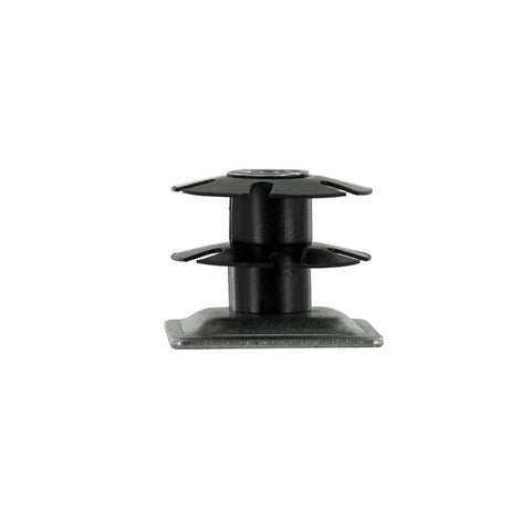 Double Star Threaded Caster Insert In Heat Treated Steel For One And One Quarter Inch Square Tubing Fits Sixteen To Eighteen Gauge