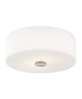 Side view of Sophie 2 Light Flush Mount Ceiling Light In Polished Nickel Finish Dope Sleek Modern Indoor Lighting Fixture Measuring 4.5 Inches Tall And 11.75 Inches Wide Bulbs Not Included