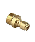 Brass pressure washer adapter fitting with M22-15mm male thread and 3/8-inch quick-connect.