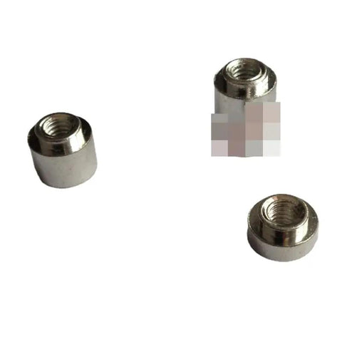 Solid Core Tinned Copper Surface Mount Nuts for PCB SMT Assembly, close-up view showing tight M2.5 thread grip, 100 pack.