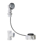 Schedule 40 PVC Cable Operated Bath Waste With Slick Overflow Drains and Heavy Duty Unlacquered Brass Fittings, showing pull chain bathtub drain.