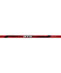 Close-up of red black shaft of Junior Left Handed 7 Iron Golf Club For Boys 9 To 12 33.5 Inch Length