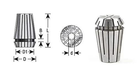 Half Inch Diameter Spring Collets ER20 CO-278 Industrial Grade for CNC Milling visualization and dimensions