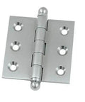2 In By 2 In Solid Brass Cabinet Hinges With Ball Tips In Brushed Chrome Finish Set Of Ten For Smooth Frictionless Door Operation Includes Three Quarter Inch Wood Screws And Ball Tip Finials