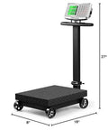660lb Heavy Duty Floor Platform Scale With Wheels Workhorse Digital Scale for Weighing Luggage and Packages LB KG Calculator