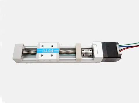 Mini Linear Rail Guide System For DIY CNC Stage And Motorized Slide Table With Ladder Type Screw Actuator Nema 11 Stepper Motor 300mm Stroke Aluminum Alloy High Precision 0.02mm Smooth Motion close-up view