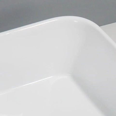 Close-up view of glossy white USZWBY Vessel Sinks Modern Minimalist Creative Sink Home Art Above Counter Basin.