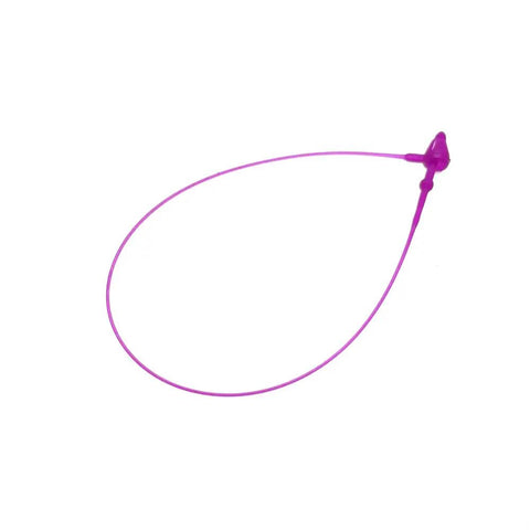 1000 Pack Premium Purple 5 Inch Plastic Snap Lock Pins in a looped shape for secure tagging of apparel and luggage.