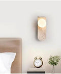 Cream LED Wall Sconce, 9 x 25 cm Modern Warm White Wall Lamp with Stone and Glass Design for Bedroom, Hallway, Hotel(Color:Cool White) mounted above bedside
