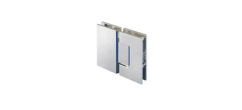 Victoria 180 Degree Glass-To-Glass Shower Hinge in polished chrome for heavy duty doors fits 3/8 to 1/2 inch tempered glass close-up