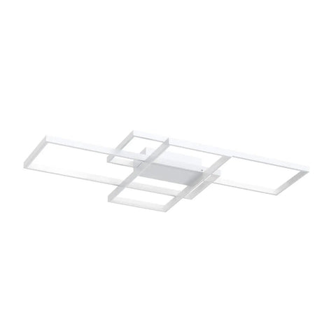 Three Square Geometric LED Ceiling Light Fixture, Modern Flush Mount 75W Cool White 6000K Acrylic Lamp For Kitchen Dining Living Room Study