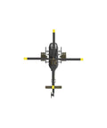 Top view of Era C180 BO-105 RC Helicopter with 6-axis gyro and camouflage design, showing rotor blades and structure.