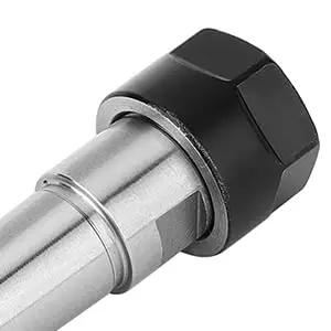 Close-up of the MTB1 ER11 M6 Morse Taper Collet Chuck Holder with visible hex nut and steel body for CNC lathe parts.