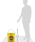 Natural Semi Transparent Exterior Wood Stain Five Gallon Linseed Oil Deep Penetrating Finish For Decks And Siding shown in yellow container.