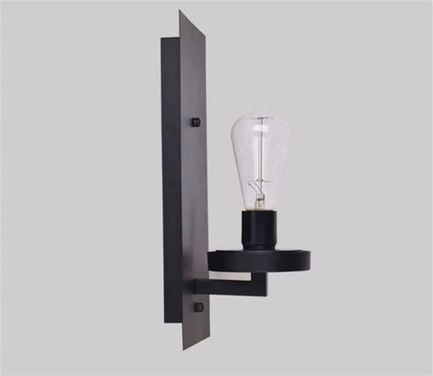 Premium Sleek Rustic Wall Sconce Lighting Fixture Featuring Solid Wood Base And Rustproof Wrought Iron Shade, E27 bulb holder.