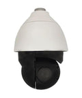 Rugged Outdoor Dome Security Camera Featuring Beast Mode 40X Zoom And Killer ALPR License Plate Reader, top view, white and black design.