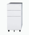 Rolling 3 Drawer Office Filing Cabinet With Lock, Mobile Printer Stand Under Desk Storage, Blanc, 30x45x60 cm, Castors For A4 Files