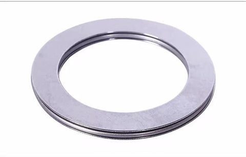 Front view of a metal thrust bearing washer ring; 25mm bore, 42mm OD, 2mm thick