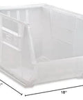 Ultra Stack And Hang Rugged Heavy Duty Part Organizer Clear Bins 18 Inches L By 11 Inches W By 10 Inches H side view