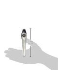 SLH-S Single Handle Set In Satin Finish shown with size comparison to hand, suitable for 3-point locking steel storage cabinets.