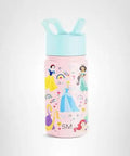 Disney Princess 14oz Kids Water Bottle With Straw Lid Insulated Stainless Steel Tumbler featuring princess designs for girls' school hydration