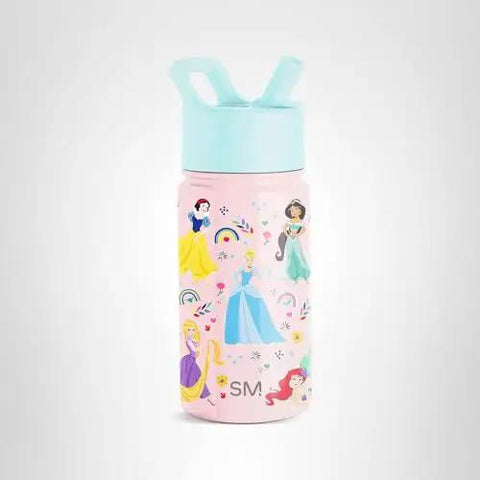 Disney Princess 14oz Kids Water Bottle With Straw Lid Insulated Stainless Steel Tumbler featuring princess designs for girls' school hydration