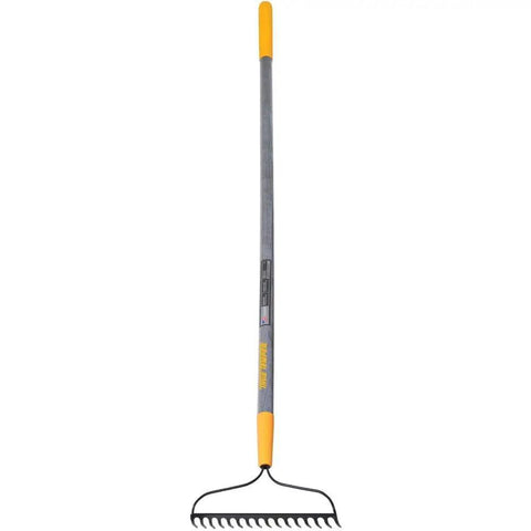Steel 16 Tine Bow Rake With 57 Inch Hardwood Handle And Cushy Grip For Small Yard Work And Landscaping Projects Durable Garden Rake For Yard Cleanup Made In USA Everyday Use.