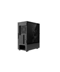 Back view of Bangin Walnut Wood Front Panel ATX Mid Tower Gaming PC Case With Tempered Glass Side Panel And Top Mesh For Airflow USB 3.0 And Type-C Front IO Black Steel Build