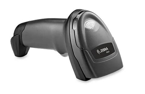 Side view of DS2208 Series Corded Handheld Standard Range Imager Kit With Stand And Shielded USB Cable For Retail Use Fast 1D And 2D Barcode Scanning