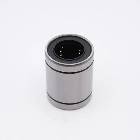 High Performance Sealed Linear Ball Bearing Bushing up close, chrome steel, SAE-52100, ideal for CNC router projects and automation machinery.