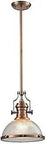 Chadwick Collection 1 Light Pendant With Amber Glass In Antique Copper Finish And Oiled Bronze Hardware, side view