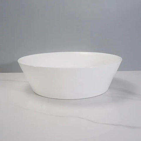 USZWBY Vessel Sinks Bathroom Vessel Sink European Style Light Luxury Round White Wash Basin Countertop Bathroom Bowl Sink on marble surface.