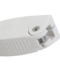 Universal Heavy Duty Trailer Door Catch Bracket With Spring Loaded Hinge for secure latch closure, white ABS material, detailed view.