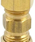 Brass compression tube fitting union, 1/4 in OD x 1/4 in OD, pack of 2 (front view)