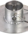 RV tongue jack base with side crank handle, metal circular mounting plate