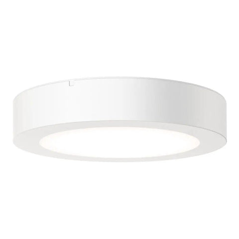 Slick 4 Inch Led Ceiling Light Low Profile Surface Mount Downlight Wet Rated Matte White Trim fixture showcasing slim design.