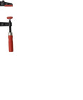 Heavy-duty F Style Bar Clamp 7 Inch By 16 Inch With 1320 Pound Clamping Force Replaceable Pads shown vertically with red handle