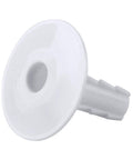 White plastic Skywalker single feed-through cable bushing with flange and central hole