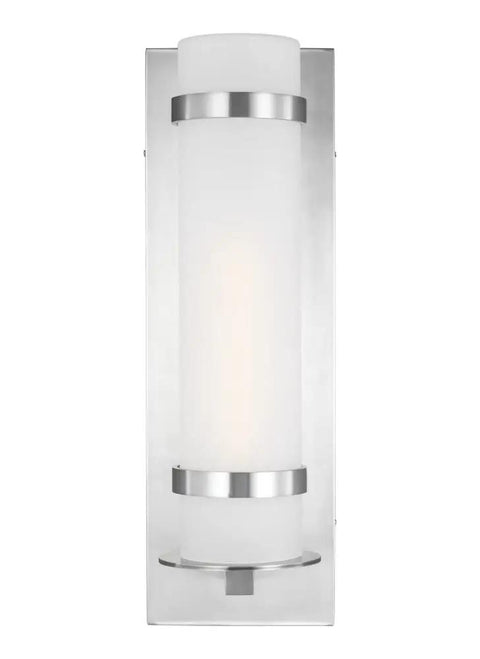 Seagull Alban Collection Outdoor Wall Lantern One Light Antique Bronze Finish, sleek modern design for porch or entryway