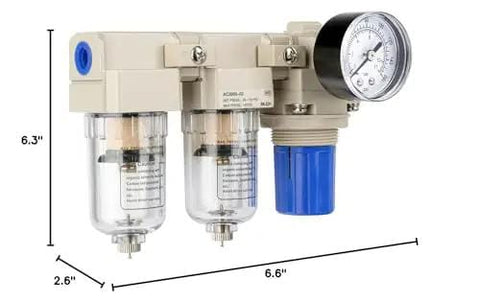 Pro Grade 1/4 Inch NPT Air Compressor Dryer With Double Filter Regulator And 5 Micron Brass Filter Element Manual Drain Poly Bowl