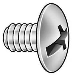 Real Deal 18-8 Stainless Steel Truss Head Binding Screw With 10-24 Thread And 5/16 Inch Length, showing a close-up of the screw's head and threads.
