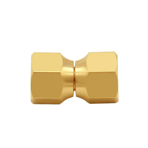 Two Pack Brass 3/8 Inch Flare Female Swivel Unions, Durable Solid Brass Construction, Corrosion Resistant, High Temperature Tolerance, 3/8 Inch Flare Female to 3/8 Inch Flare Female Connectors