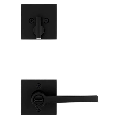 Halifax Keyed Entry Lever And Deadbolt Combo Pack With SmartKey Security Microban And Matte Black Finish For Exterior Doors